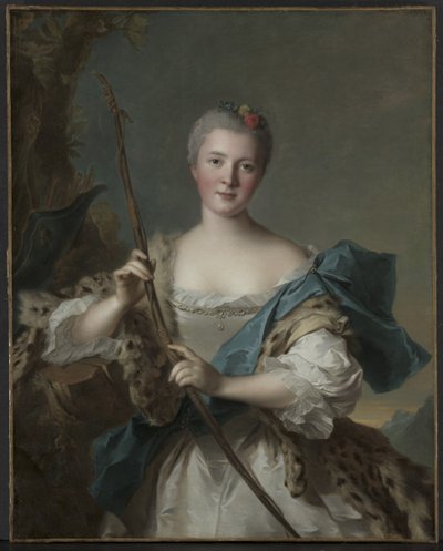 Portret van een Vrouw als Diana door Jean-Marc Nattier
