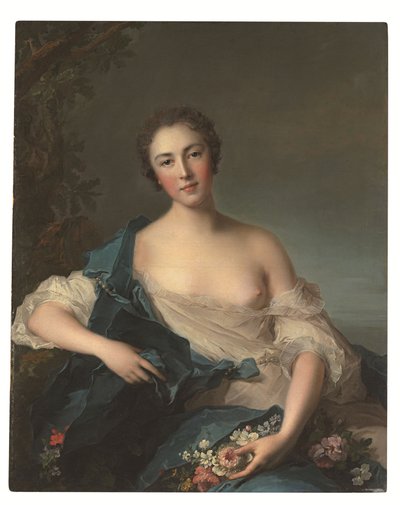 Portret van een vrouw als Flora door Jean Marc Nattier