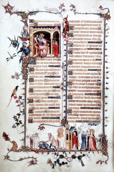 David voor Saul, uit het Belleville Brevier, c.1323-26 (vellum) door Jean (studio of) Pucelle