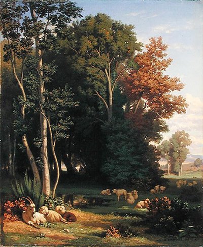 Landschap en dieren door Jean Achille Benouville
