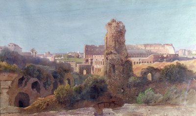 Uitzicht op Rome en het Colosseum door Jean Achille Benouville