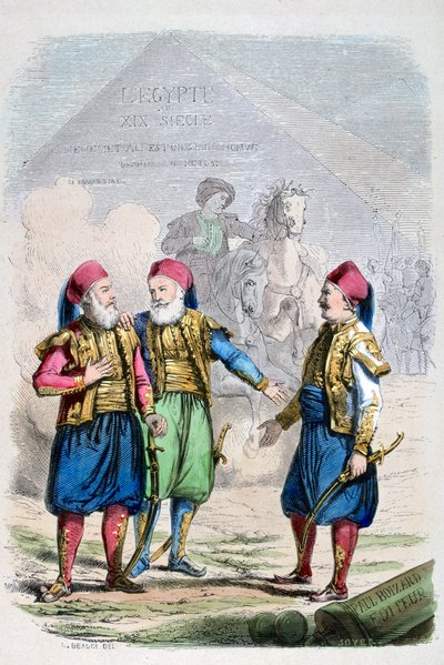 Een prent uit 19e-eeuws Egypte door Jean Adolphe Beauce