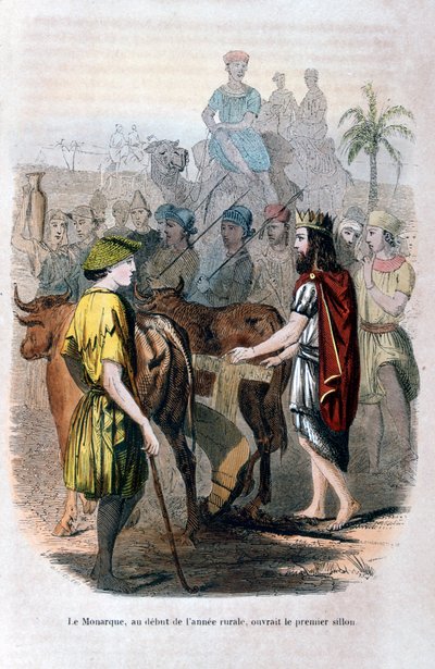 De Monarch, aan het Begin van het Landelijke Jaar, Opende de Eerste Voor, 1847 door Jean Adolphe Beauce