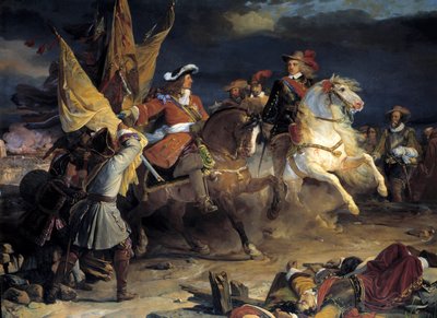 Slag bij Villaviciosa gewonnen door de Maarschalk Hertog van Vendome door Jean Alaux