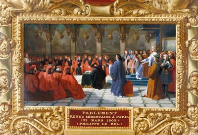 Filips IV de Schone stelt het Parlement in Parijs in 1303 in door Jean Alaux