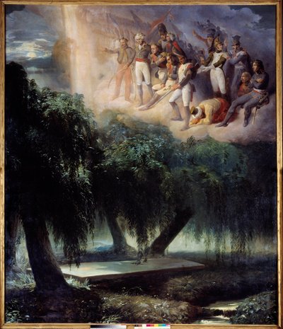 Het graf van St. Helene: allegorie op de begrafenis van Napoleon. Schilderij door Jean Alaux genaamd de Romein (1786-1864) door Jean Alaux