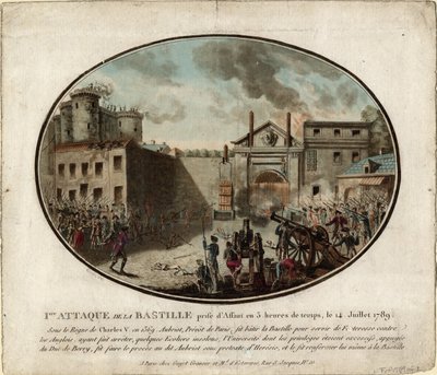 De bestorming van de Bastille op 14 juli 1789, 1789 door Jean Alexis Cornu