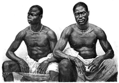 Twee mannen uit Assinie, Guinee, ca. 1860-1920 door Jean Andre Rixens