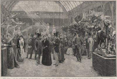 De Openingsdag van de Société nationale des beaux-arts in het Palais des Champs-Elysées, Parijs door Jean Andre after Rixens