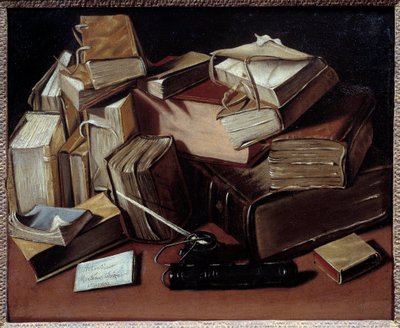 Stilleven met boeken door Jean Andreas Biset