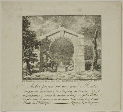 Project voor een schuilplaats langs een snelweg door Jean Antoine Alavoine