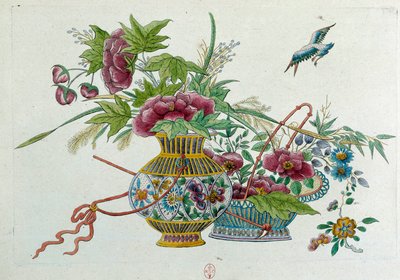 Bloemen in een vaas door Jean Antoine Fraisse