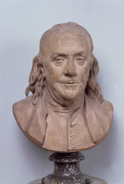 Buste van Benjamin Franklin (1706-90) 1778 (terracotta) door Jean Antoine Houdon