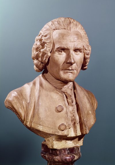Buste van Jean-Jacques Rousseau (1712-78) (terracotta) door Jean Antoine Houdon