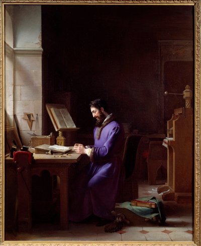 Johannes Gensfleisch Gutenberg (1400-1468) uitvinder van de drukpers door Jean Antoine Laurent