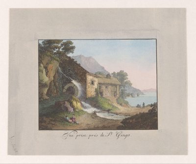 Watermolen aan de rand van het Meer van Genève door Jean Antoine Linck