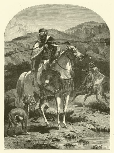 Hazenjacht in Algerije met windhonden door Jean Antoine Valentin Foulquier
