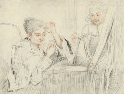 Rosalba Carriera aan haar toilet door Jean Antoine Watteau (possibly)