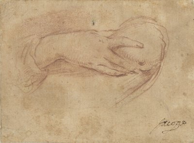 Hand aan een borst door Jean Antoine Watteau (rejected attribution)