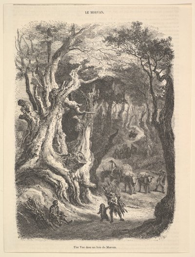 Een uitzicht in het bos van Morvan, 1837-66 door Jean Antoine Watteau