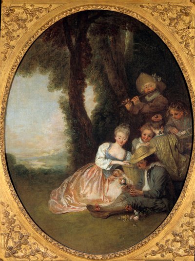 Champetre concert of De verwachte verklaring door Jean Antoine Watteau