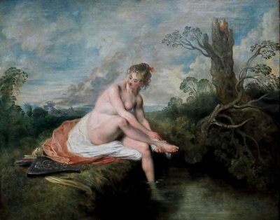 Diana bij haar bad door Jean Antoine Watteau