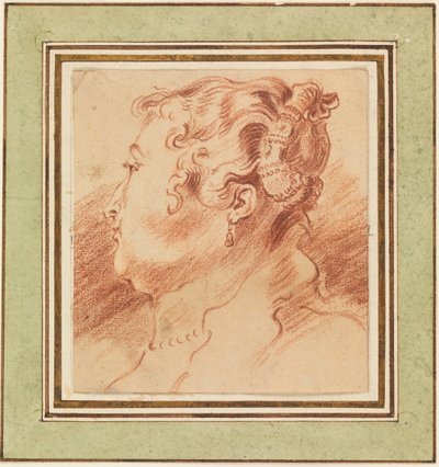 Studie van een vrouwenhoofd door Jean Antoine Watteau