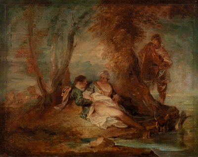 Figuren in landschap door Jean Antoine Watteau
