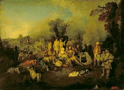 Zigeunerkamp door Jean Antoine Watteau