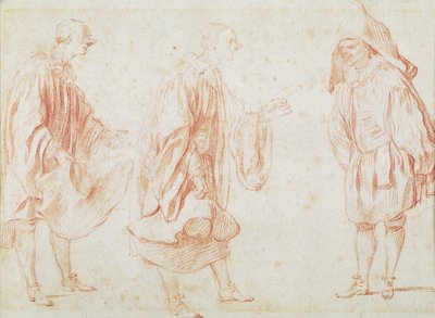 Italiaanse Acteurs door Jean Antoine Watteau