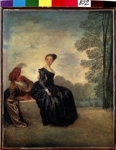 De grillige vrouw door Jean Antoine Watteau