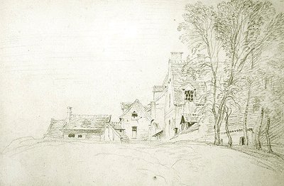 Landschap langs een Weg omzoomd door Bomen door Jean Antoine Watteau