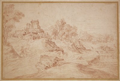 Landschap met een kasteel door Jean Antoine Watteau