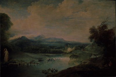 Landschap met een waterval, ca. 1714 door Jean Antoine Watteau