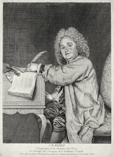 Portret van Jean-Ferry Rebel (1666-1747) gegraveerd door Moyreau door Jean Antoine Watteau