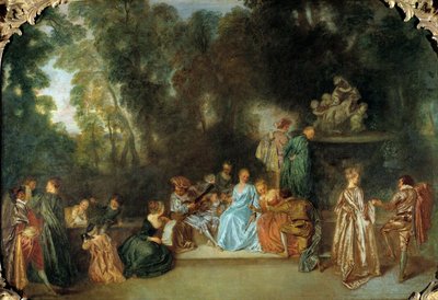 Recreatie galante door Jean Antoine Watteau