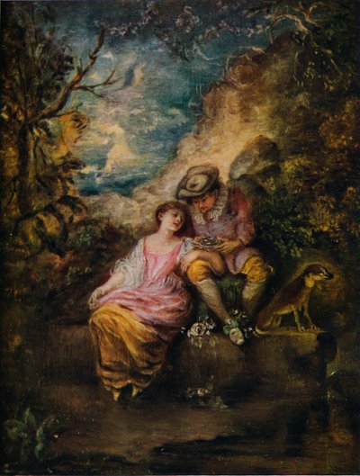 Pastorale scène, ca. 1710 door Jean Antoine Watteau