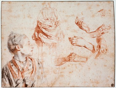 Studie, 1716-1718 door Jean Antoine Watteau