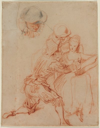 Studie voor "De verteller" (Le Conteur) door Jean Antoine Watteau