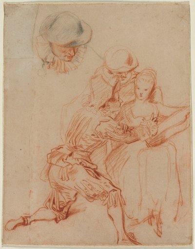 Studie voor De Romancier Le Conteur, ca. 1716 door Jean Antoine Watteau