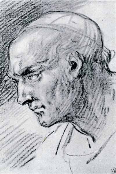 Studie van een hoofd, 1913 door Jean Antoine Watteau