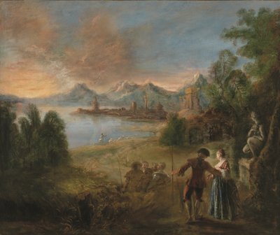 De pelgrimstocht naar het eiland Cythera (olieverf op doek) door Jean-Antoine Watteau