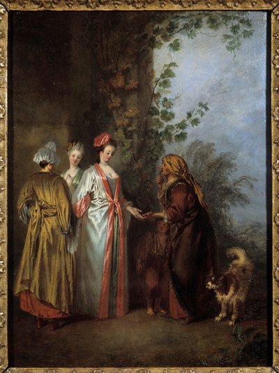 De waarzegster door Jean Antoine Watteau