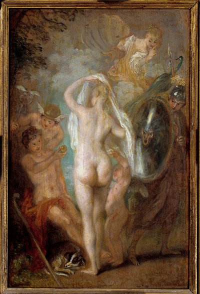 Het oordeel van Paris door Jean Antoine Watteau