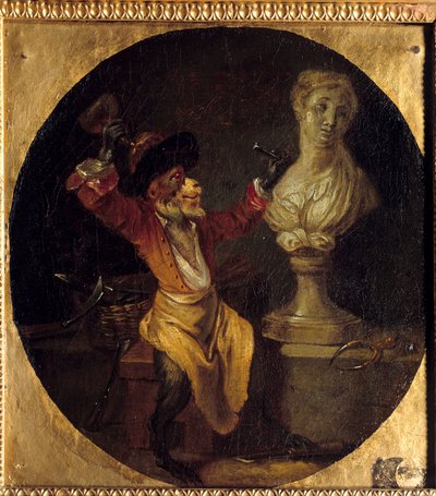 De beeldhouwende aap door Jean Antoine Watteau