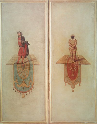 Pantalon (links) en Harlekijn (rechts) door Jean Antoine Watteau