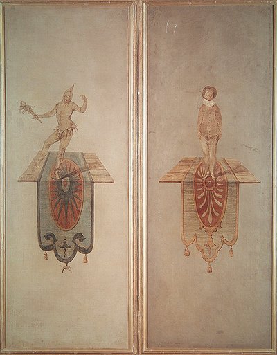 Pierrot (rechts) en Fou (links) door Jean Antoine Watteau