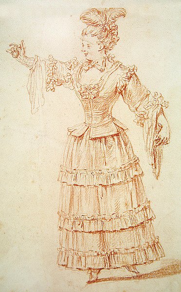 Danseres van de Opera door Jean Antoine Watteau