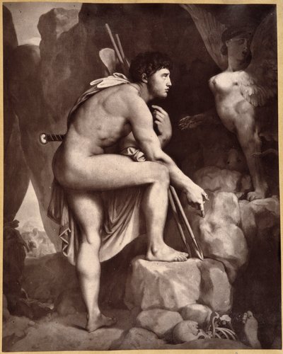 Oedipus met Sfinx volgens Ingres door Jean Auguste Dominique (after) Ingres