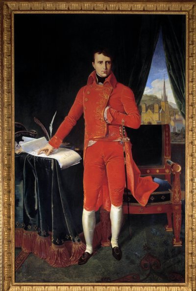 Portret van Napoleon Bonaparte als Eerste Consul door Jean Auguste Dominique (after) Ingres